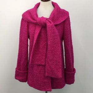 J Crew Pink Tweed Wool Boucle Scarf Coat Jacket